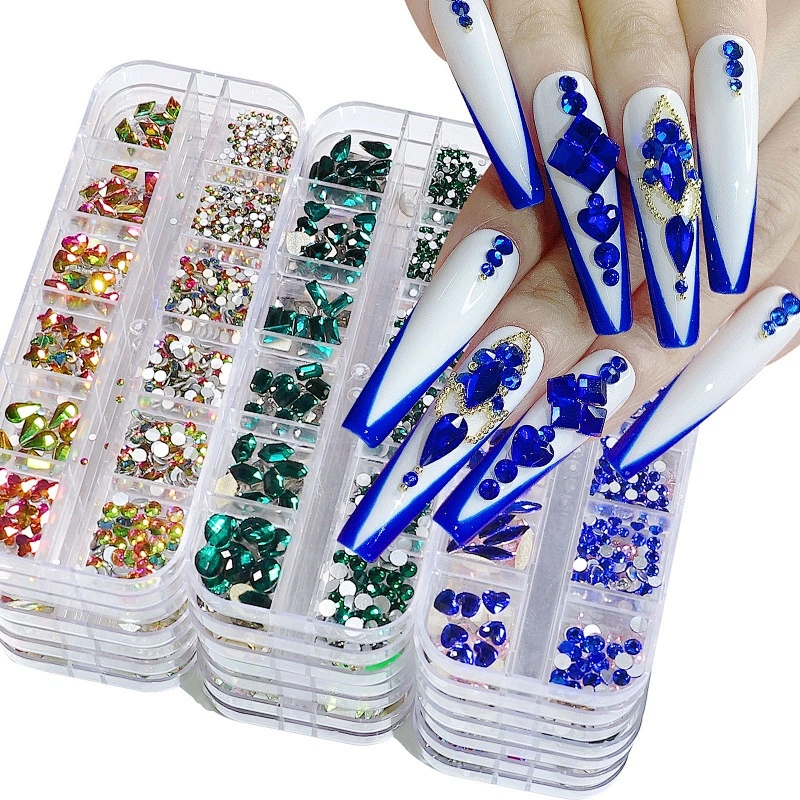 12 Grids Nail Art Decoration Rhinestone
